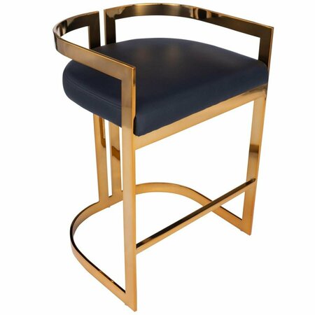 GFANCY FIXTURES Faux Leather Counter Stool Gold & Black GF3096149